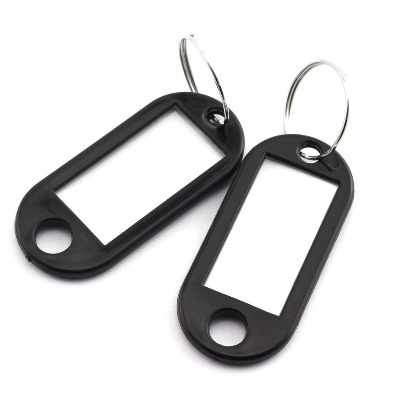 Lind Kitchen 40pcs Black Key Ring Label Tags Plastic Keys Holder and Identifier Name Number Address Information Label Card for Keys ID 5x2.2cm - Image 1